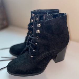 Black lace up booties